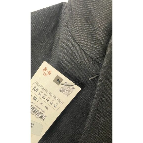 Zara Mens Overcoat Coat Mid length Medium M Gray Removeable Collar 6494/602 NWT - Picture 6 of 15